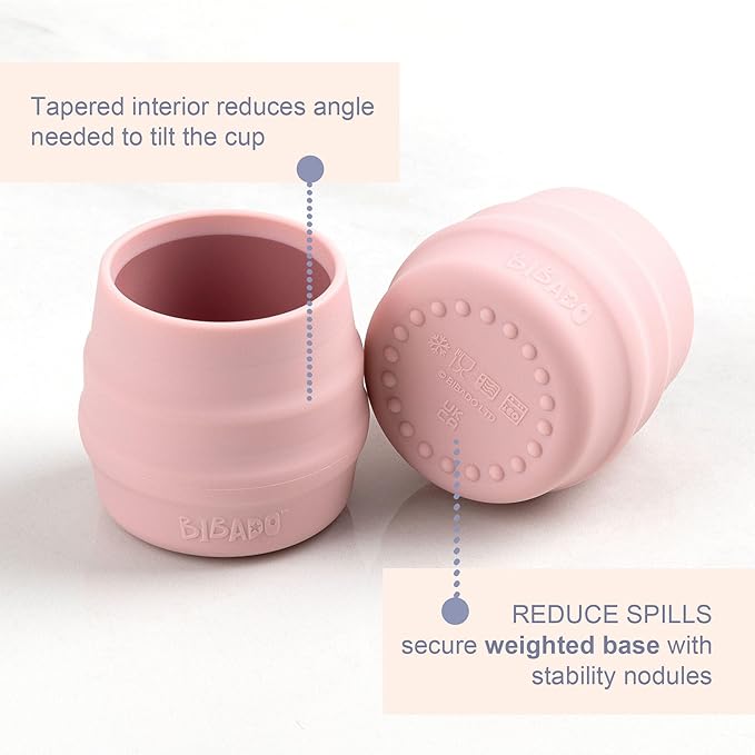 BIBaDO - Sippit Silicone Baby Cup, Blush - Open Training Silicone Cups - Soft - Image 5