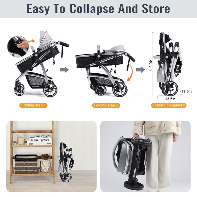 Baby Stroller, 2-in-1 Reversible Toddler Seat - Image 7
