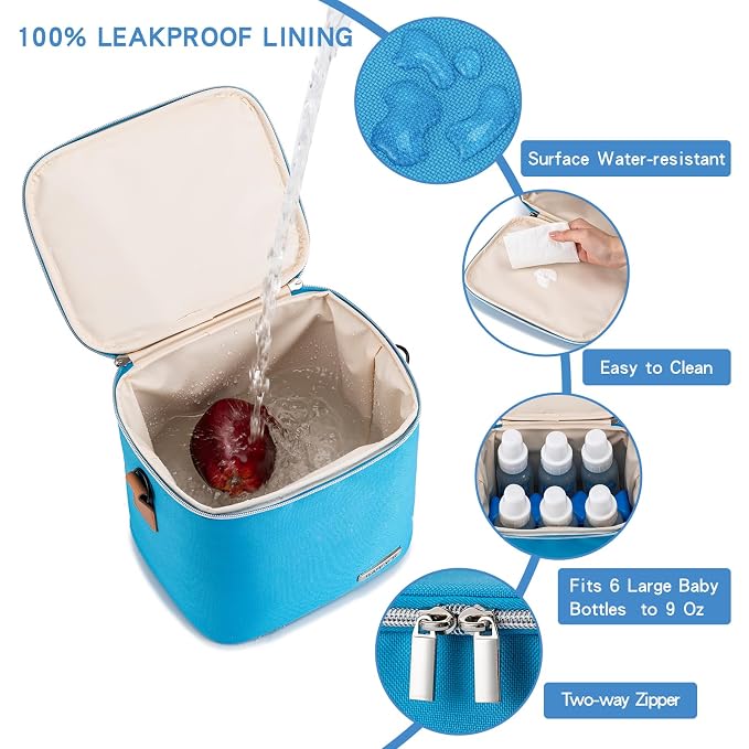Breastmilk Cooler Bag with Ice Pack Fits 6 Baby Bottles Up to 9 Ounce, Baby - Image 4