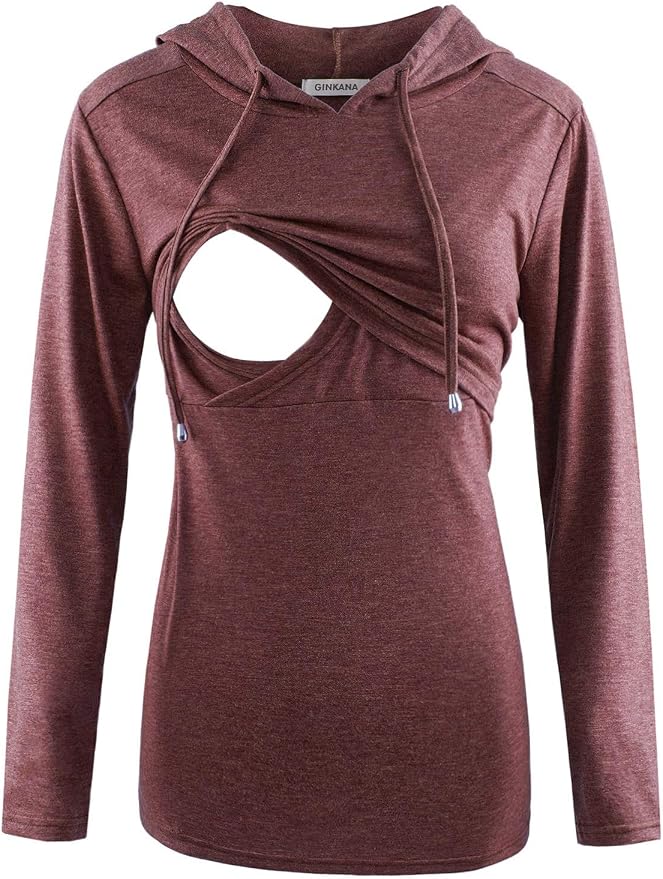 GINKANA Women's Nursing Hoodie Sweatshirt Long Sleeves Breastfeeding Maternity by GINKANA