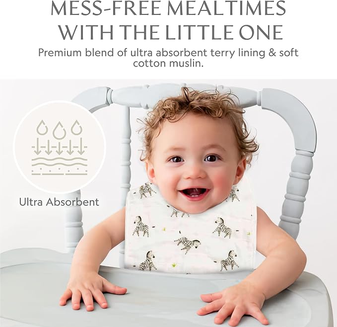 Bamboo Little Bamboo Viscose Baby Bib Set, Giraffe & Zebra - Image 6