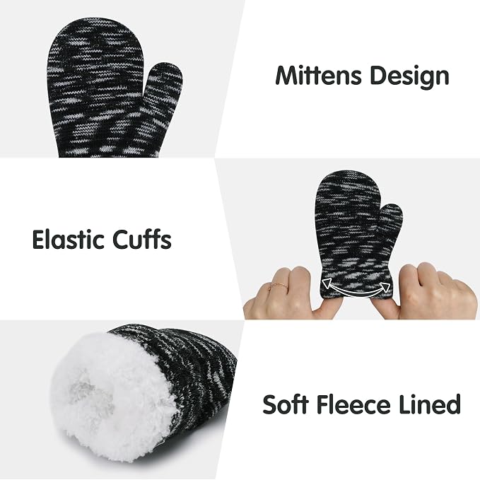 Kids Toddlers Winter Beanie Hats Gloves Neck Scarf Set Mittens Gifts - Image 4