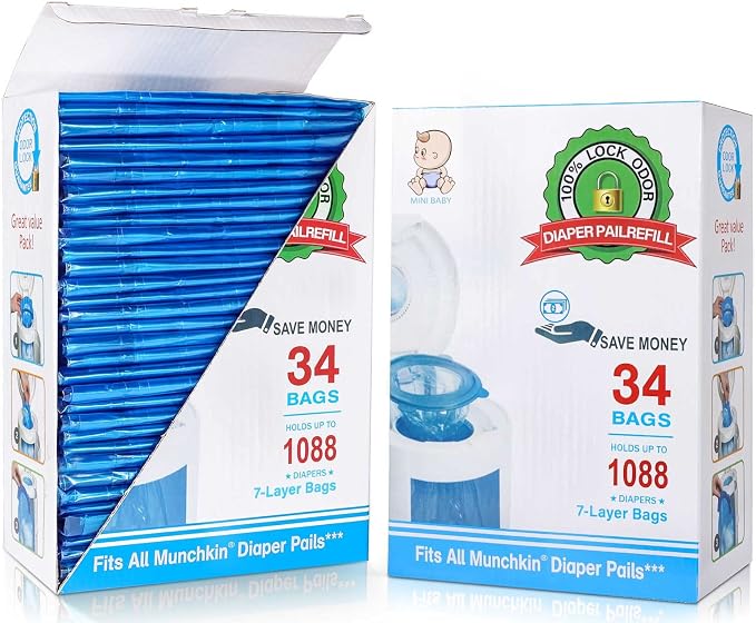 Diaper Pail Refill Bags 34 Bags 1088 Counts Compatible by Unknown
