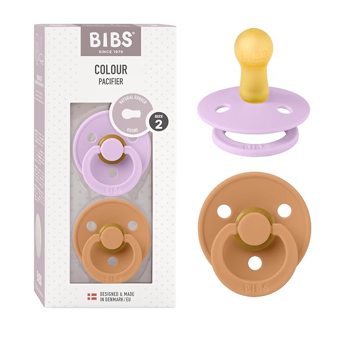 BIBS Pacifiers Colour Collection | Natural Rubber Baby Pacifier | Round Nipple by BIBS