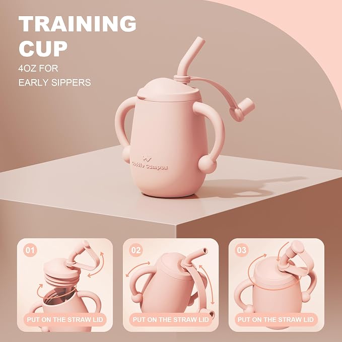 Cuddle Campus Pack of 2 Silicone Baby Training Cup, Shatterproof Toddler Sippy - Image 2
