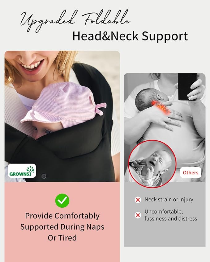 GROWNSY Baby Carrier Newborn to Toddler, Cozy Baby Wraps Carrier, Ergonomic - Image 3