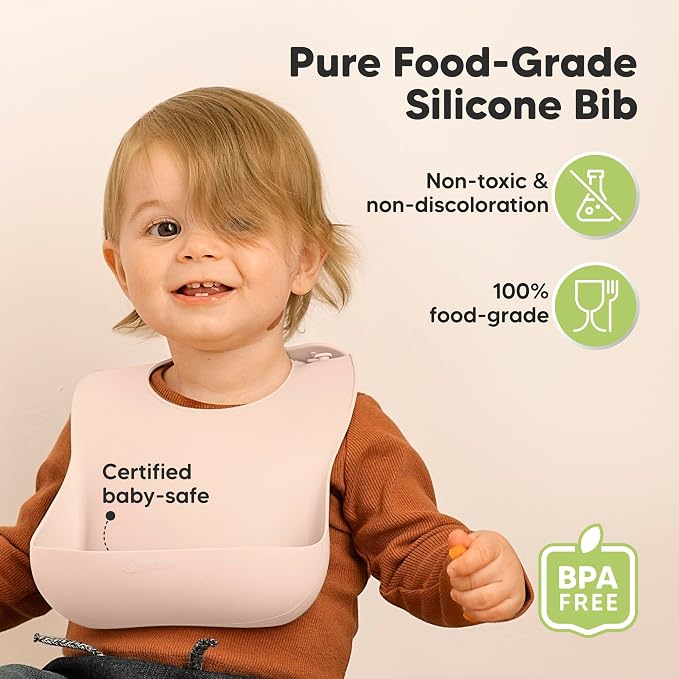 KeaBabies 2-Pack Silicone Baby Bibs - Image 2
