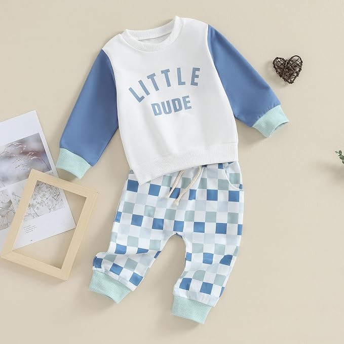 Kupretty Toddler Baby Boy Fall Winter Clothes Color Block Long Sleeve - Image 7