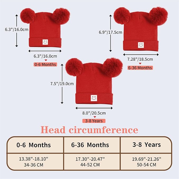 AZJ Baby Beanie Hat Toddler Infant Winter Knitted Hat Kids Soft Warm Pom Pom - Image 2