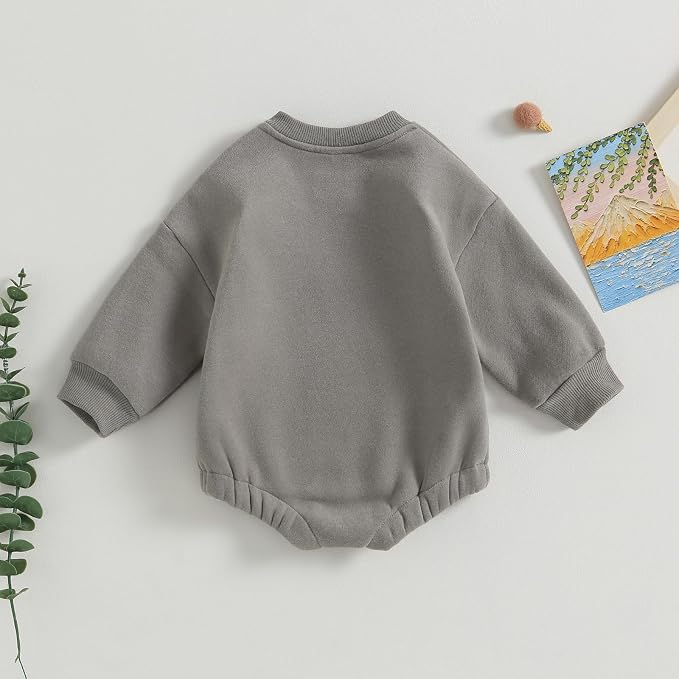 VISGOGO Newborn Infant Baby Boy Girls Oversized Romper Little Dude Sweater - Image 4