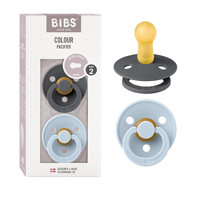 BIBS Pacifiers Colour Collection | Natural Rubber Baby Pacifier | Round Nipple by BIBS