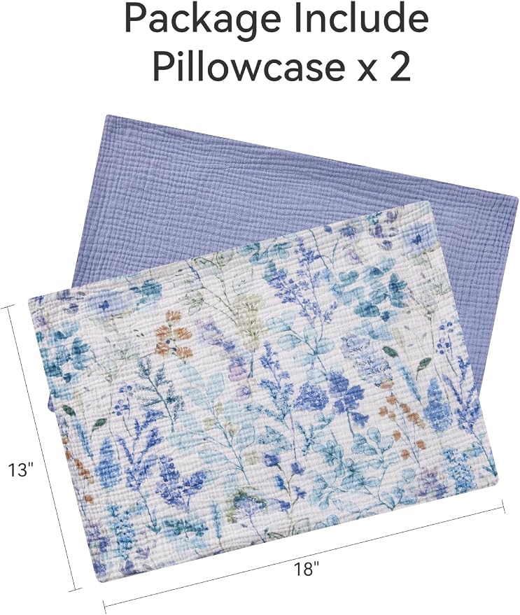 TILLYOU Muslin Toddler Pillowcase 2 Pack, 13x18 Soft Travel Cotton Pillow Case - Image 4