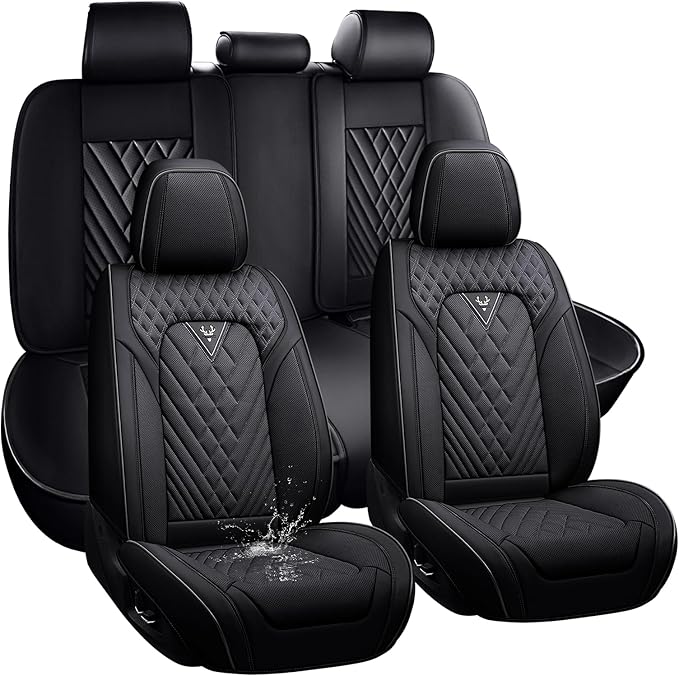 Car Seat Cover Full Set, Waterproof Leather Seat Cover, Front and Rear Auto by Unknown
