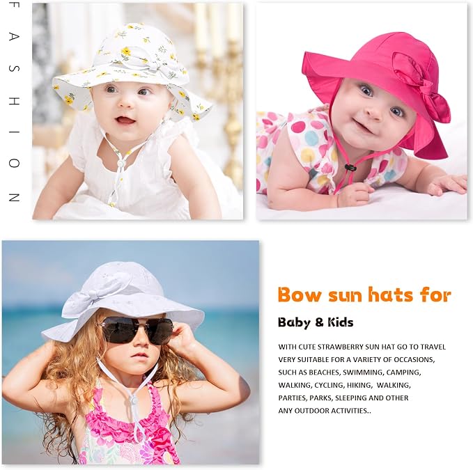Baby Girl Sun Hat with UPF 50+ Outdoor Adjustable Beach Hat with Wide Brim - Image 7