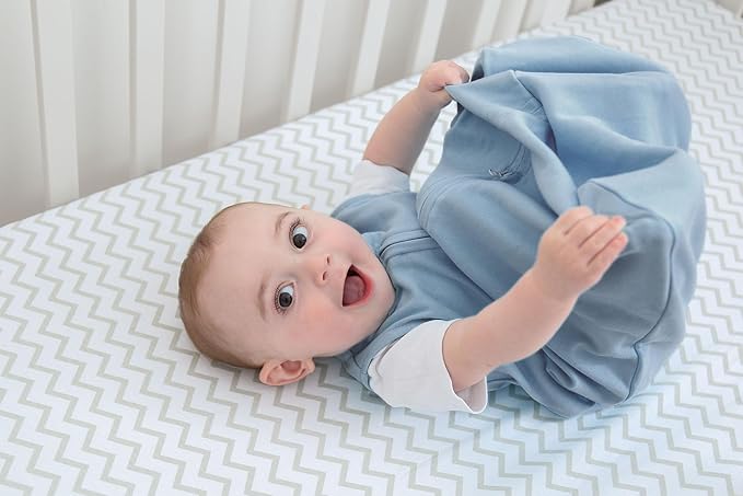 Ely's & Co. 100% Cotton Wearable Blanket Baby Sleep Bag Solid Dusty Blue and - Image 2