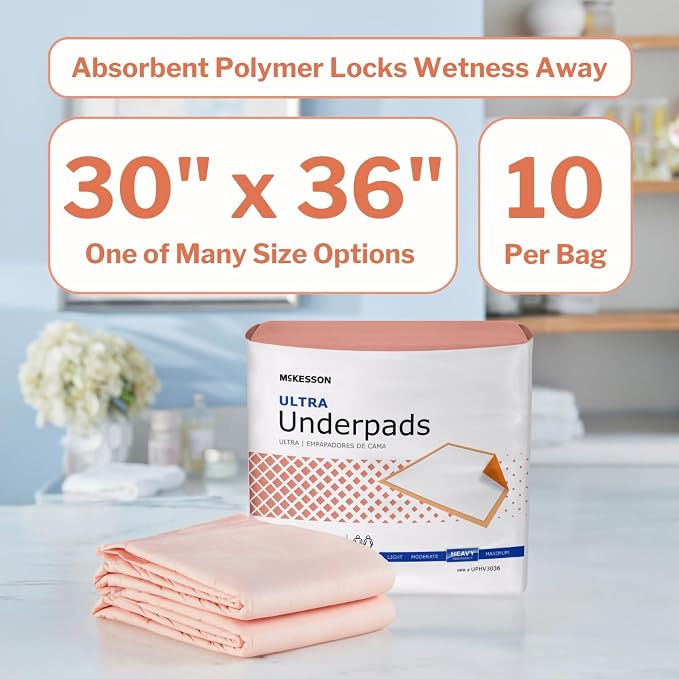 McKesson Underpads Disposable Bed Pads 30" x 36", Heavy Absorbency, Ultra - Image 2