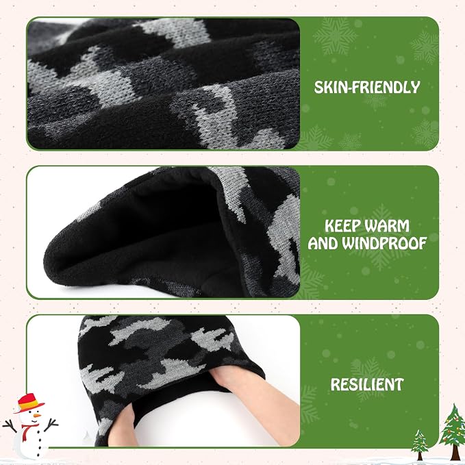 Duoyeree Kids Beanie Hat for Boys Girls Pom-pom Kint Hats Cozy Lining Winter - Image 5