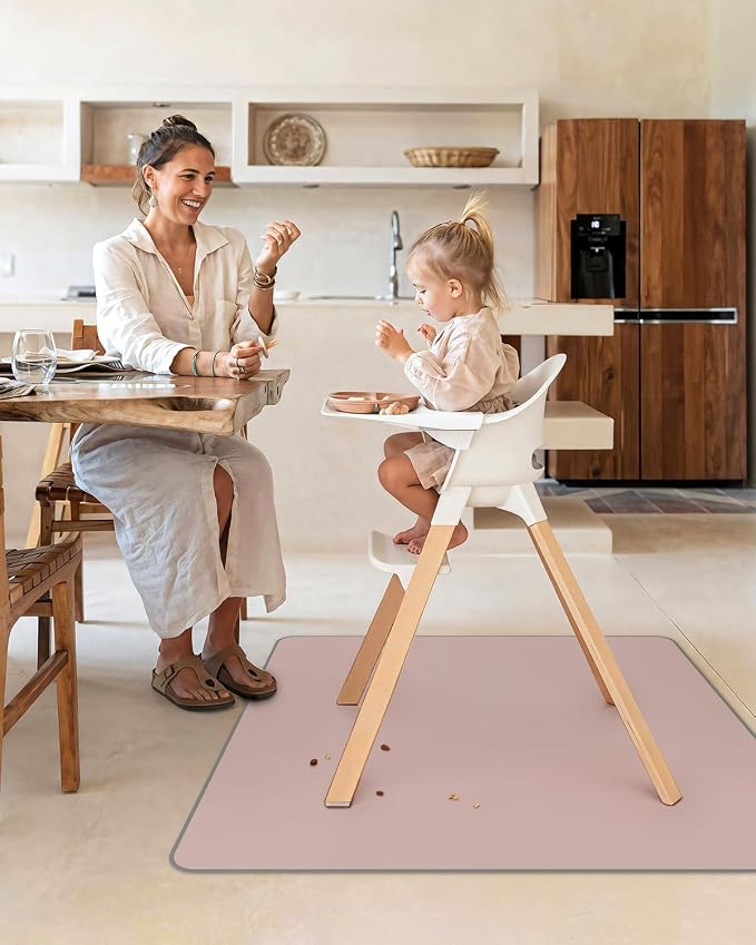 Blissful Diary Baby Splat Mat for Under High Chair, 50.4 x 50.4 Inch Wipeable - Image 4