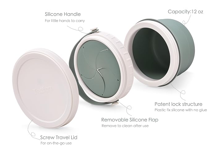 No Spill Silicone Toddler Snack Containers, Detachable Silicone Flap - Image 3