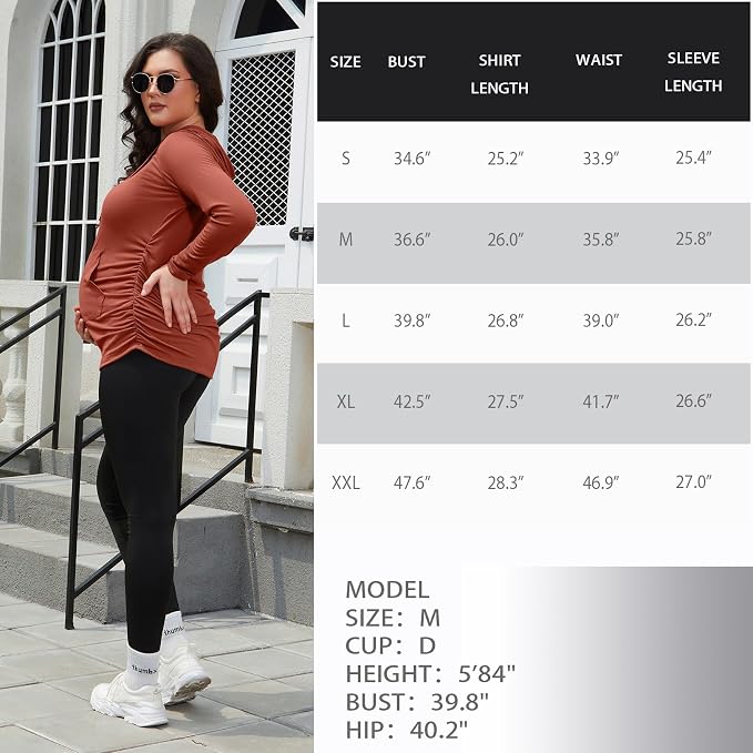 GINKANA Maternity Hoodie Long Sleeves Shirts Casual Maternity Top Pregnancy - Image 8