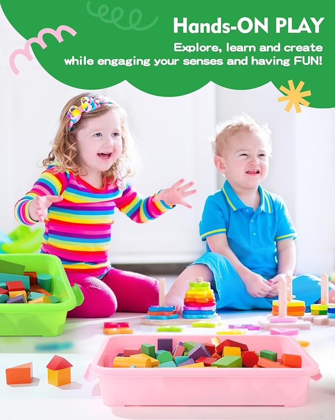 Sensory Bin Sand Tray with Lid for Toddlers 2 Pcs 15in Portable Sandbox Toy - Image 4