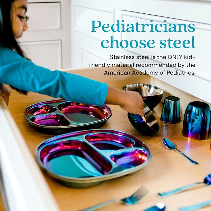 Ahimsa Stainless Steel Kids Dinnerware Set - Image 4