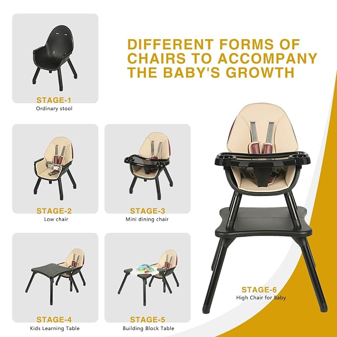 Gofirst 6 in 1 Baby High Chair, Convertible High Chairs - Image 5