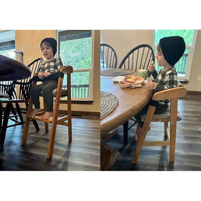 PandaEar Wooden High Chair for Toddlers, Adjustable Child Highchair Feeding - Image 7