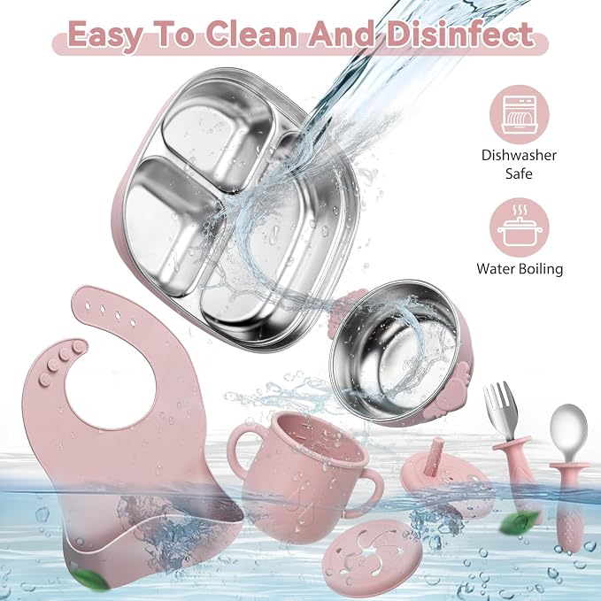 Stainless Steel Kids Plates and Bowls Set - Image 6