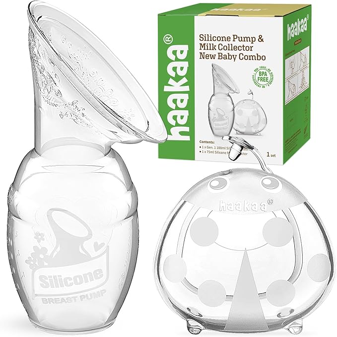 haakaa Manual Breast Pump for Breastfeeding 4oz/100ml and Ladybug Milk by haakaa