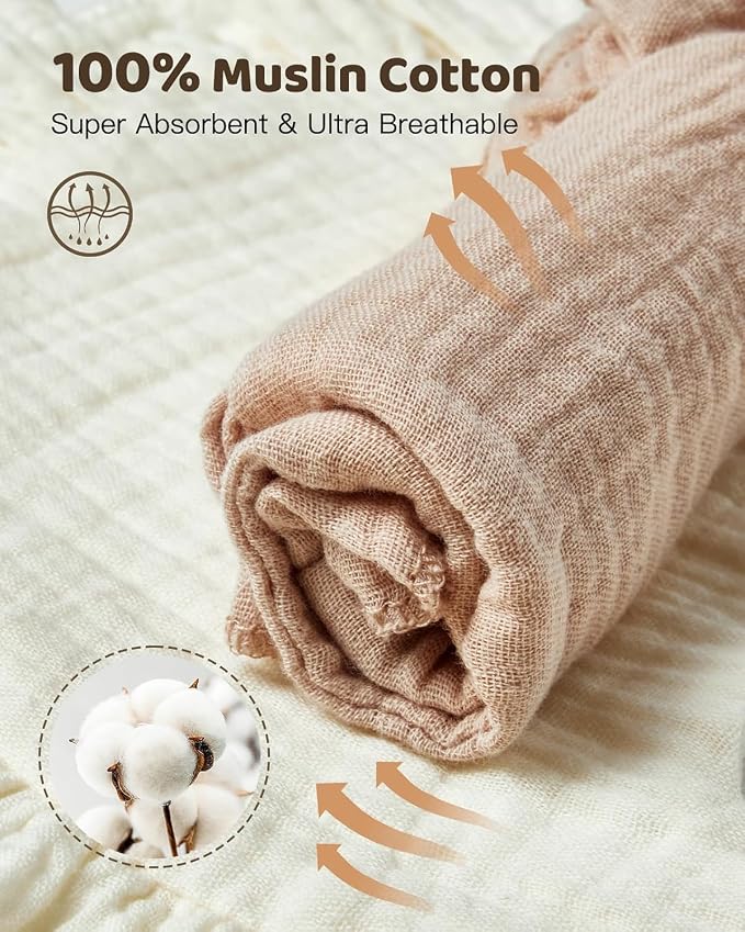 Lictin 8-Pack Muslin Baby Bibs - Image 4
