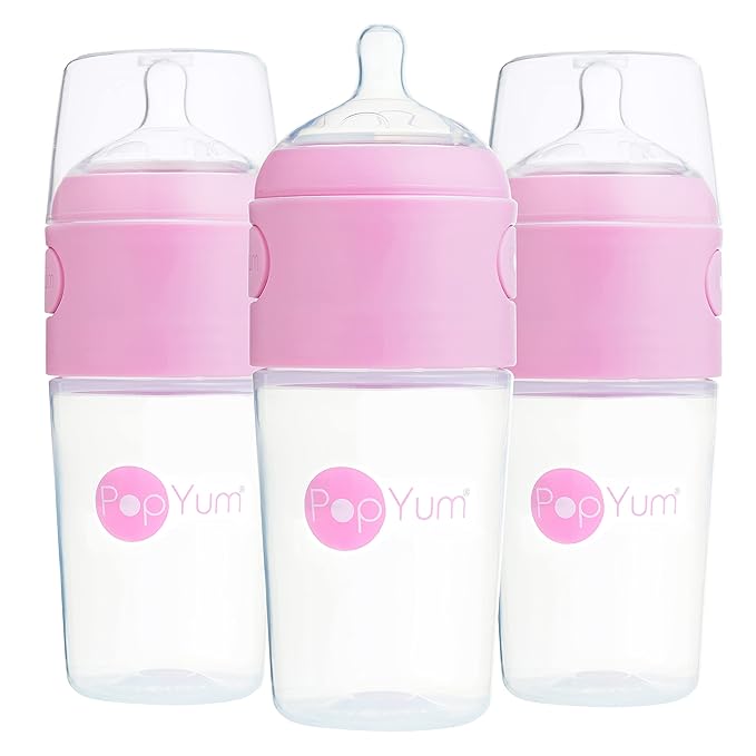 PopYum 9 oz Pink Anti-Colic Formula Making/Mixing/Dispenser Baby Bottles by PopYum