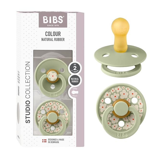 BIBS Pacifiers - Studio 2 Pack | Round Nipple Baby Pacifier | BPA Free Natural by BIBS