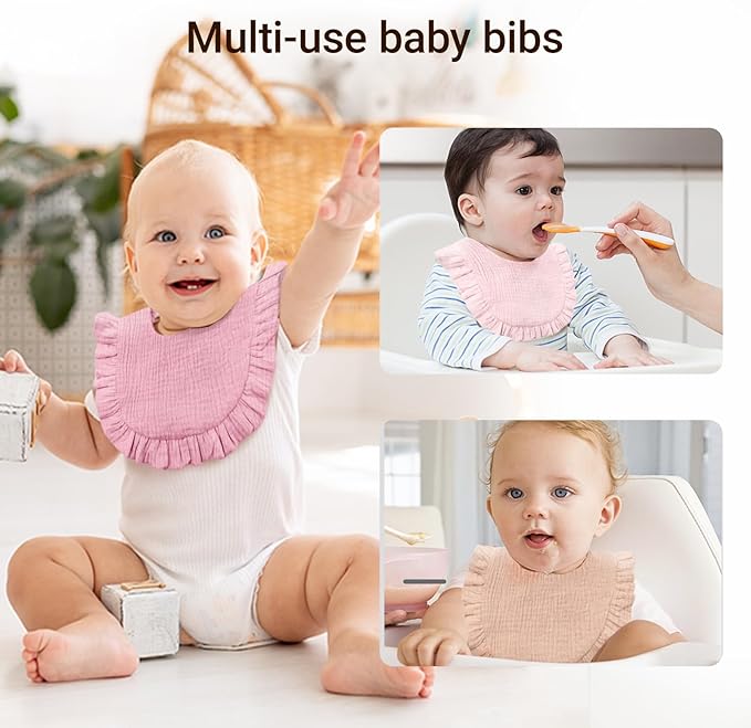 Baby Muslin Bibs, Soft and Absorbent Cotton - Image 6