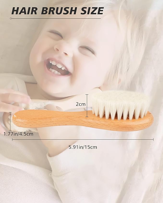 Baby Hair Brush, Natural Soft Goat Bristles Cradle Cap Brush - Image 4
