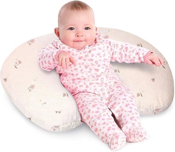 Little Grape Land Nursing Pillow, Soft 100% Cotton Breastfeeding Pillow by LittleGrapeLand
