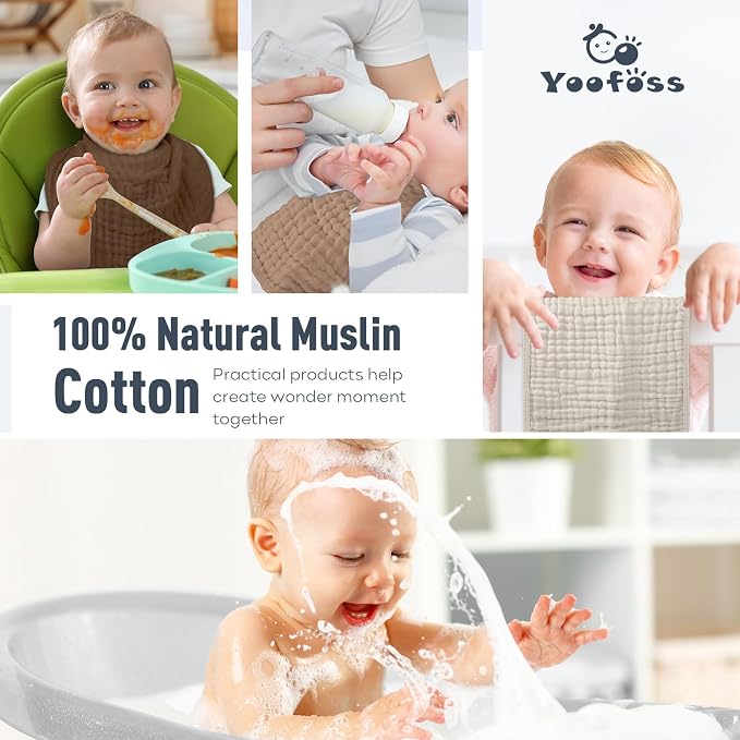 Yoofoss Muslin Burp Cloths for Baby 10 Pack 100% Cotton Baby Washcloths for - Image 6