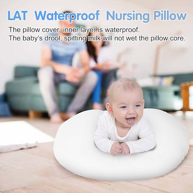 LAT Waterproof Nursing Pillow for Breastfeeding, Waterproof Removable Cover - Image 2