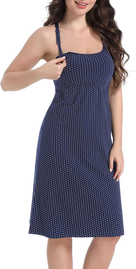 SUIEK 3-Pack Maternity Nursing Nightgown Cotton Breastfeeding Dress Pregnancy - Image 2