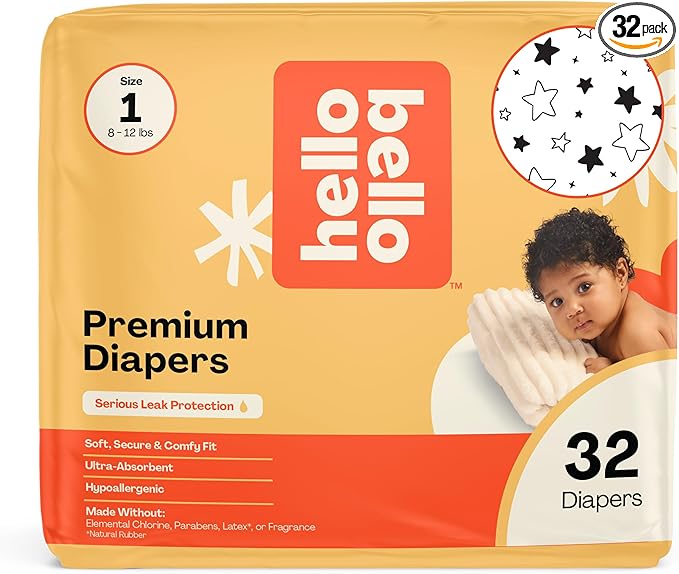 Hello Bello Diapers, Size 1 Superstars, Hypoallergenic by HelloBello