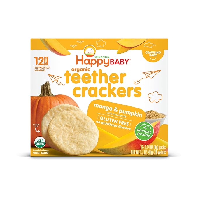 Happy Baby Organics Organic Teether Crackers Gluten Free Mango & Pumpkin - Image 3