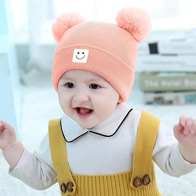 AZJ Baby Beanie Hat Toddler Infant Winter Knitted Hat Kids Soft Warm Pom Pom - Image 6