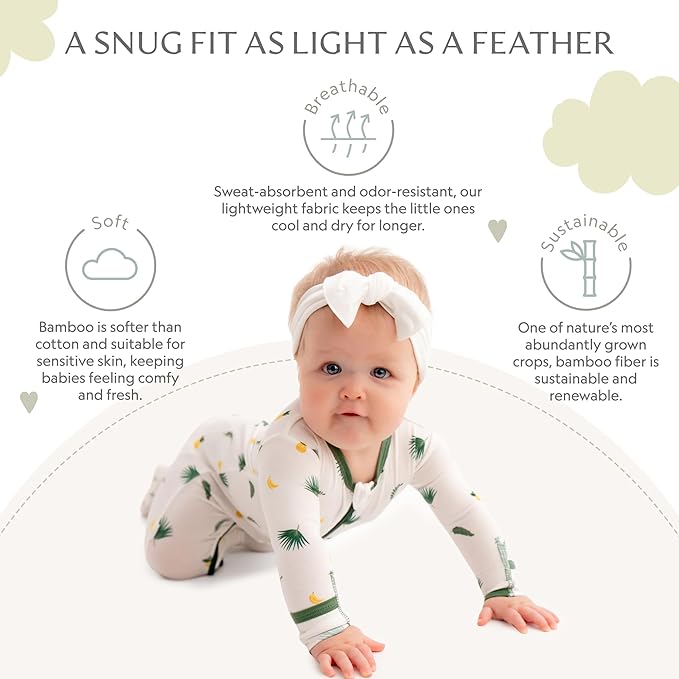 Bamboo Little Soft Baby Footie Pajamas, Baby Clothes, Newborn Sleepers - Image 3