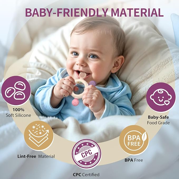 akolik Teething Toys for Babies, Baby Teethers Toy Teething Ring Silicone - Image 2