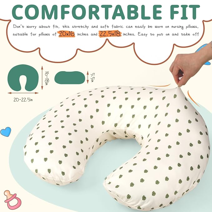 FEBSNOW 2 Pack Baby Nursing Pillow Cover, Stretchy Soft Cotton Nursing Cover - Image 2