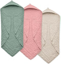 Hooded Baby Towels for Newborn, 35x35 Inch 3 Pack 100% Muslin Cotton Baby Bath by EveryNewMothersChoice