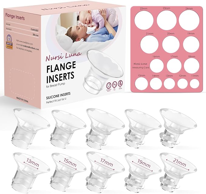 Flange Sizing Kit with 10PCS Flange Inserts 13/15/17/19/21mm, Nipple by NursiLuna