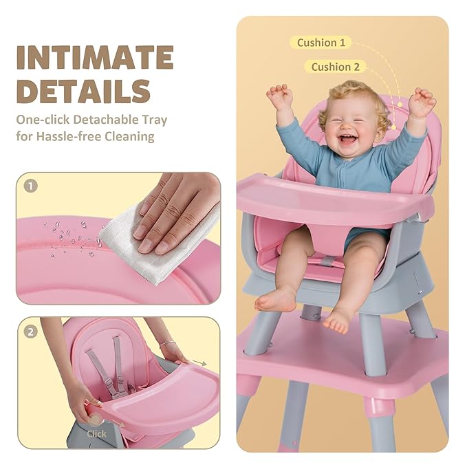 Baby High Chair, 8 in 1 Convertible Highchairs - Image 5
