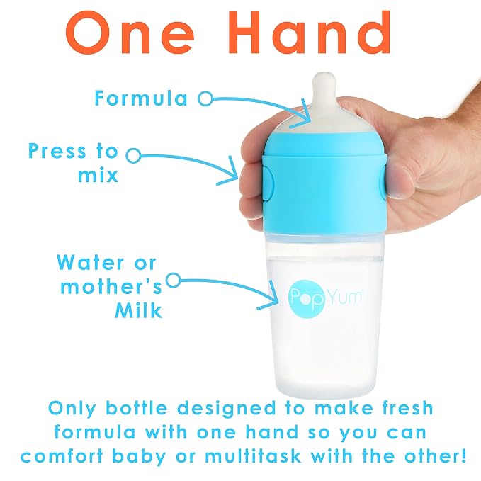 PopYum 9 oz Blue Anti-Colic Formula Making/Mixing/Dispenser Baby Bottles - Image 2