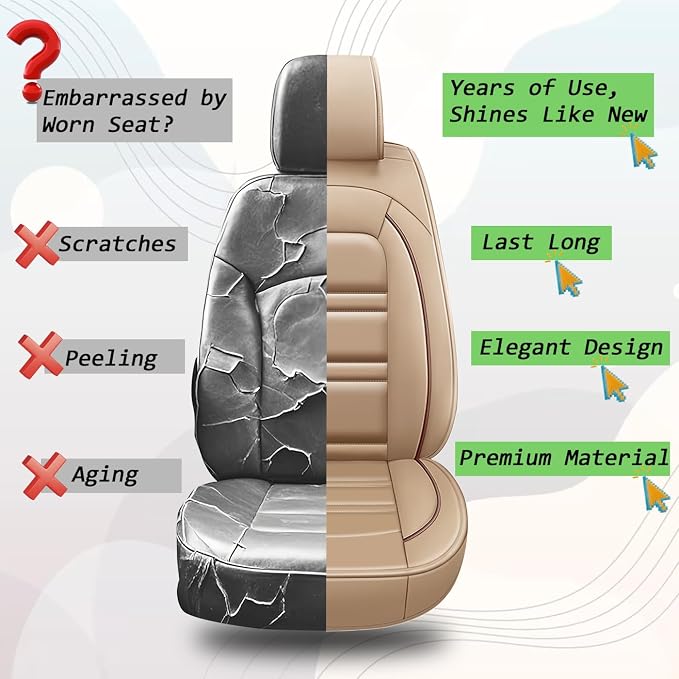 Seat Covers for Cadillac cts 2003-2019 | 5-Seats Leather Seat Covers - Image 8